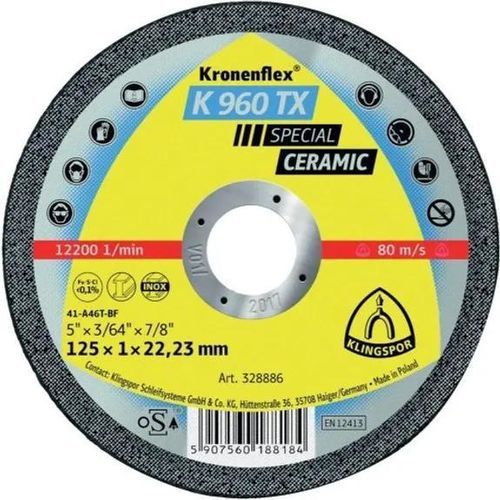 Disque à tronçonner pour acier - K 960 TX - KLINGSPOR - pour acier inoxydable / pour meuleuse d'angle / pour machines portatives