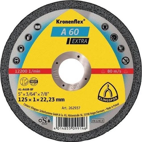 Disque à tronçonner pour acier inoxydable - A 60 Extra - KLINGSPOR - pour machines portatives