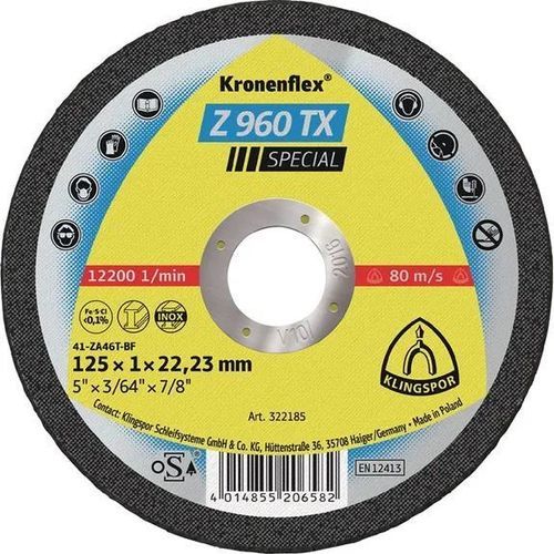 Disque à tronçonner de métal - Z 960 TX - KLINGSPOR - pour acier / pour acier inoxydable / fin