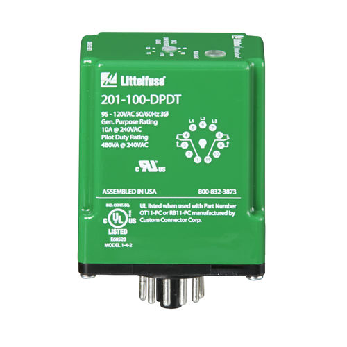 Relais de surveillance de tension - 201-SP-DPDT series - Littelfuse - 2NO/NF / monophasé / moteur