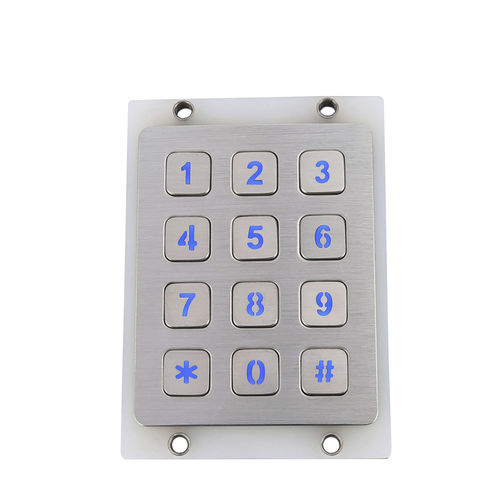 Clavier numérique en inox brossé - CT-KPS01-12-RM-BL - NingBo ChenTe electronics Technologies Co.,Ltd - 12 touches / mural / piézoélectrique