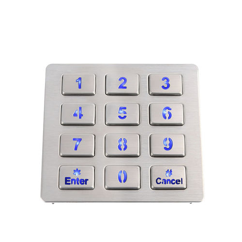 Clavier numérique 12 touches - CT-KPS10-12-TM-BL - NingBo ChenTe electronics Technologies Co.,Ltd - encastrable / en inox / IP65