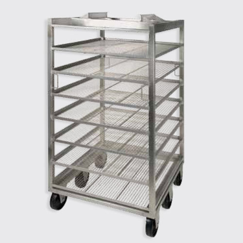 Chariot en acier inoxydable - 100.11 series - Eberhardt GmbH - à étagères / à plate-forme grillagée / à six roues