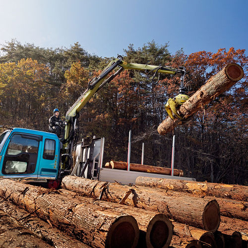 Grue forestière à flèche articulée - 61Z  - Hiab - sur camion