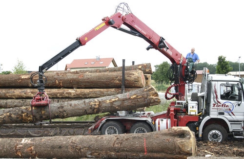 Grue forestière à flèche articulée - 2850S series - Hiab - sur camion