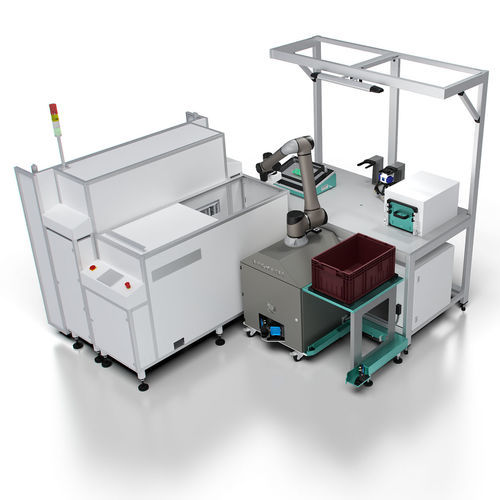 Poste de travail pour assemblage - FLEXIMATE - ENGMATEC GmbH - électronique / modulaire / avec robot collaboratif