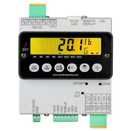 Indicateur/transmetteur de pesage affichage LCD - 201 - Cardinal Scale - sur rail DIN / IP20 / analogique