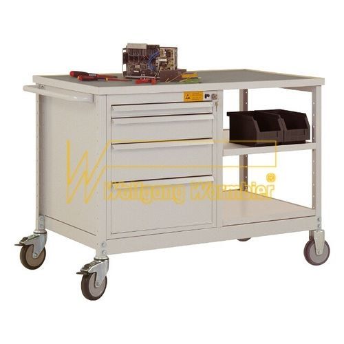 Chariot d'atelier - Wolfgang Warmbier GmbH & Co. KG Systeme gegen Elektrostatik - en acier / 2 niveaux / à tiroir