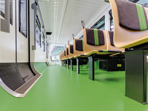 Revêtement de sol pour train en PVC - noraplan® sentica - Nora - en caoutchouc / EN 45545 / NFPA 130