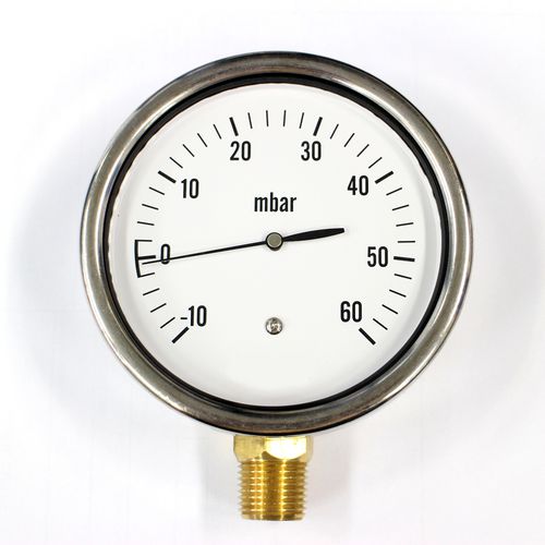 Manomètre à cadran - PG-100(-10)-60MBAR-SS - Seasons Gauge Co., Ltd - fileté / en acier inoxydable / en laiton
