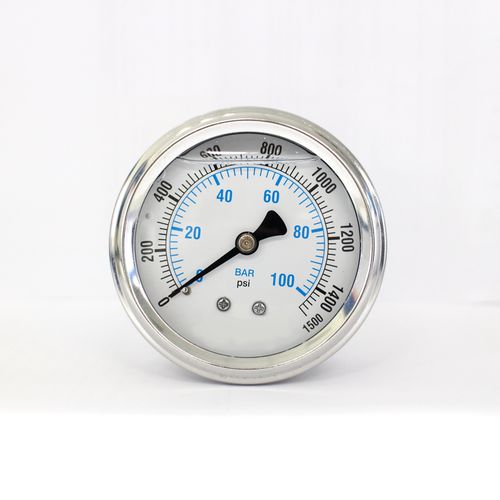 Manomètre analogique - PG-63-1500PSI-ASS - Seasons Gauge Co., Ltd - à montage sur panneau / en acier inoxydable / à tube de Bourdon à liquide