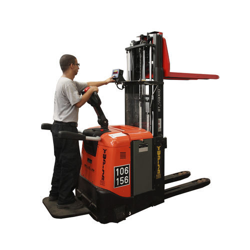 Gerbeur électrique - SPT  - logiweigh - avec plate-forme pour conducteur / de palettes / peseur