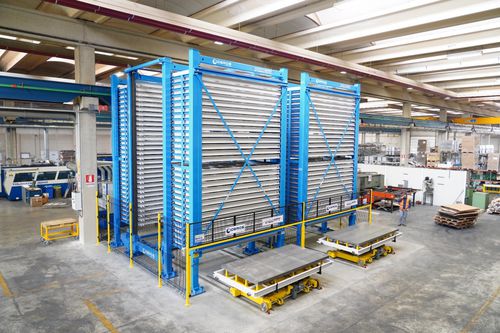 Magasin automatique vertical - Spaziomatic - SIDEROS Engineering - pour tôle