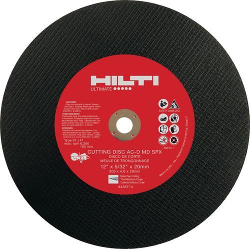 Disque à tronçonner de métal - AC-D MD - HILTI - pour tôle / en oxyde d'aluminium / de grand diamètre