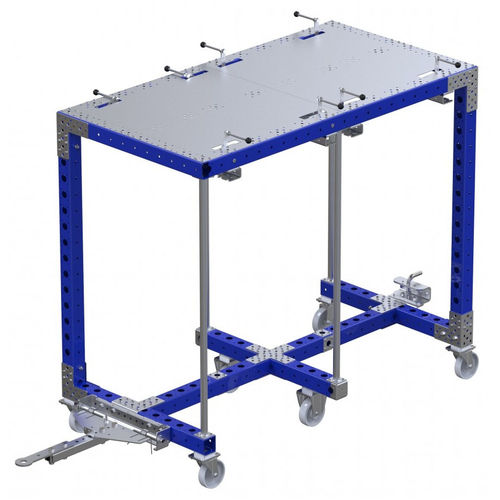 Chariot de nettoyage - Q-100-0089  - FlexQube - en métal / à étagères / à six roues