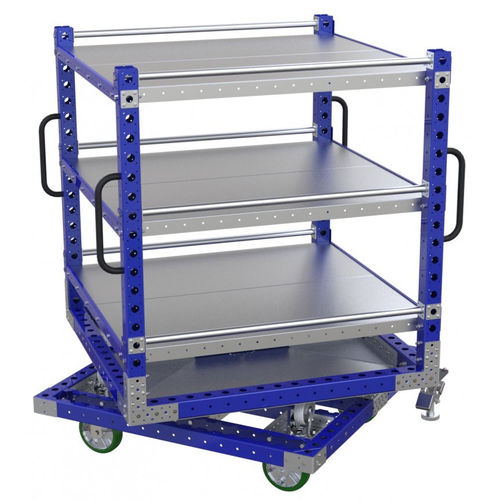 Chariot de manutention - Q-100-0360  - FlexQube - en métal / à étagères / porte-bacs