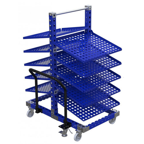 Chariot de stockage - Q-100-0237  - FlexQube - en métal / à étagères / à roulettes