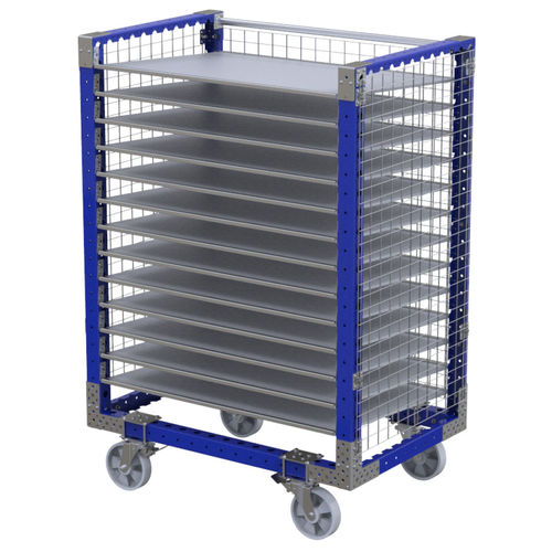 Chariot de stockage - Q-100-0317  - FlexQube - en métal / à étagères / porte-bacs
