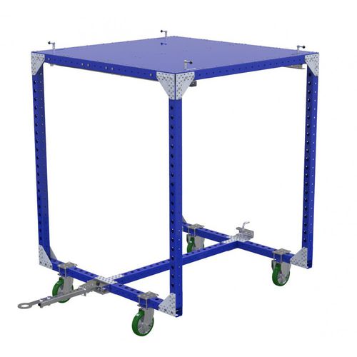 Chariot de manutention - Q-100-1043  - FlexQube - en métal / à étagères / porte-bacs