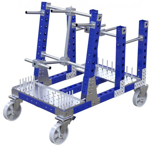 Chariot de manutention - Q-100-0800  - FlexQube - en métal / à plate-forme grillagée / à portique