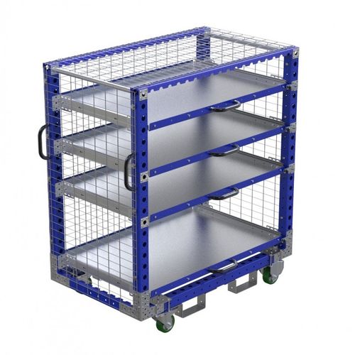 Chariot de manutention - Q-100-0508  - FlexQube - en fil métallique / à étagères / à roulettes