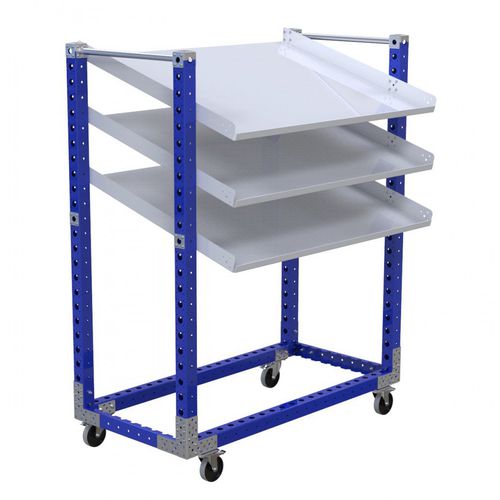 Chariot de manutention - Q-100-0808  - FlexQube - en métal / à étagères / à roulettes
