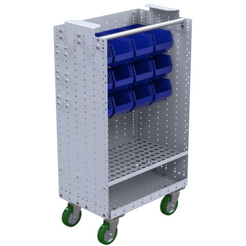 Chariot de manutention - Q-100-0835  - FlexQube - en métal / à étagères / porte-bacs
