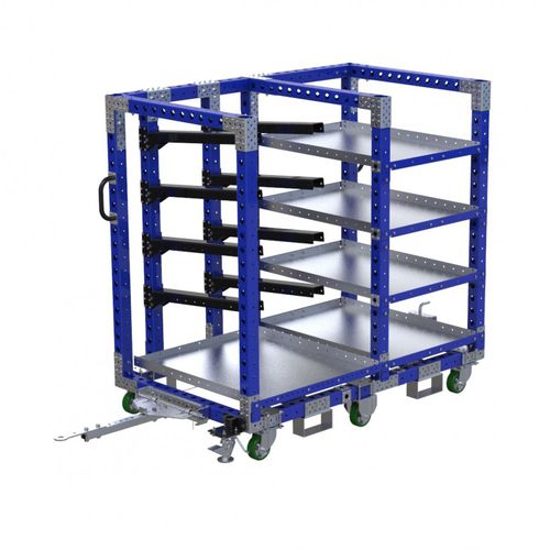 Chariot de manutention - Q-100-0650  - FlexQube - en métal / à étagères / à six roues