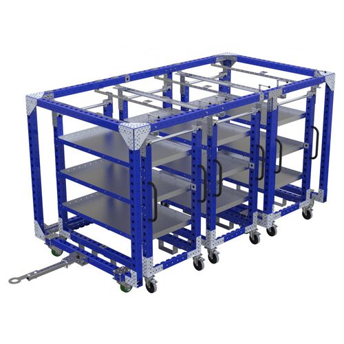 Chariot de manutention - Q-100-0381  - FlexQube - en métal / à étagères / à six roues