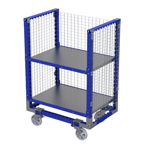Chariot de manutention - Q-100-0300  - FlexQube - en fil métallique / 2 niveaux / porte-bacs