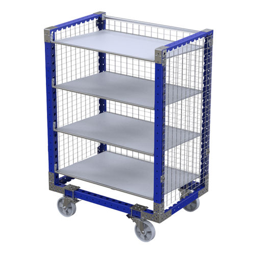 Chariot de manutention - Q-100-0468  - FlexQube - en fil métallique / 4 niveaux / porte-bacs