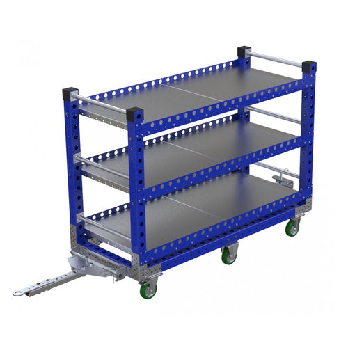 Chariot de transport - Q-100-0763  - FlexQube - en métal / à étagères / porte-bacs
