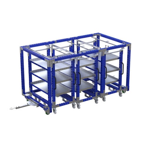 Chariot de montage - Q-100-0380  - FlexQube - en métal / à étagères / porte-bacs