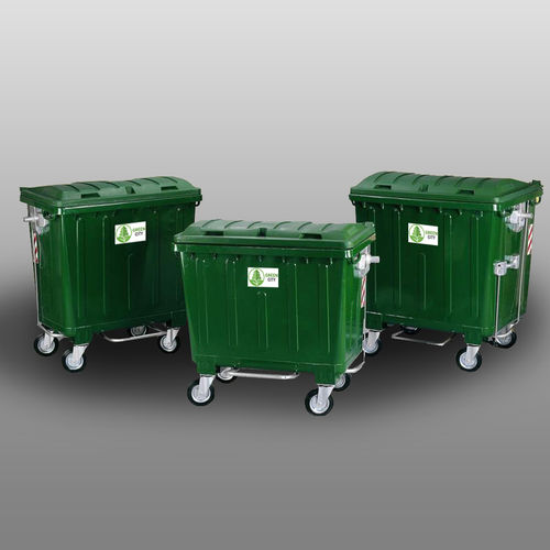 Conteneur à déchets en acier galvanisé - Green City International doo - pour déchets urbains / avec couvercle / à 4 roues