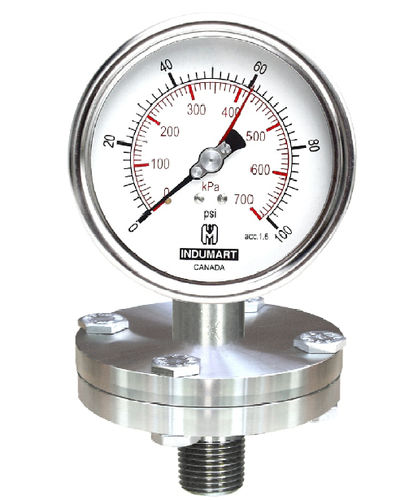Manomètre à cadran - P x series - Indumart - en acier inoxydable / en laiton / à tube de Bourdon