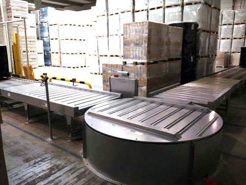 Table tournante électrique - TPC - Matrex - avec convoyeur à rouleaux