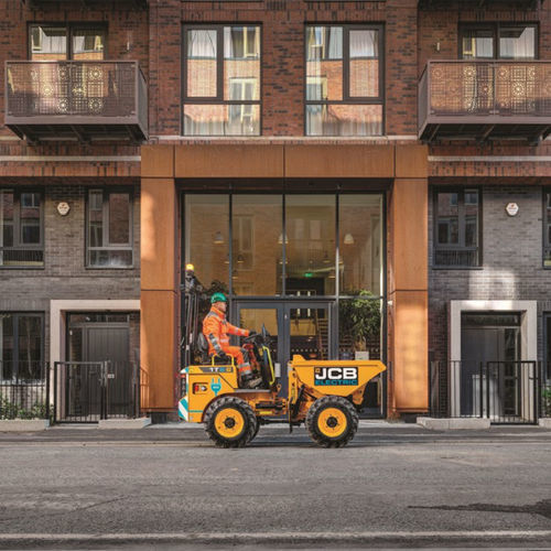 Dumper sur pneus - 1TE - JCB - complètement électrique / à déchargement par l'arrière / à benne élévatrice