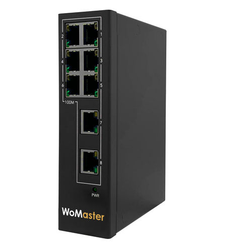 Commutateur Ethernet non administrable - DS108A - WoMaster - 8 ports / fast ethernet / sur rail DIN