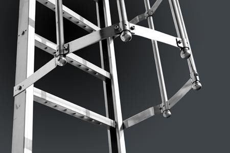 Escalier droit - Velo Acciai Srl. - type cage / en acier inoxydable