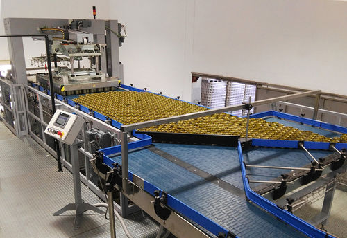 Dépalettiseur avec tête magnétique - FL-018 - F.B.L. Food Machinery S.r.l. - couche par couche / pour l'industrie alimentaire et de la boisson / pour boîtes de conserve