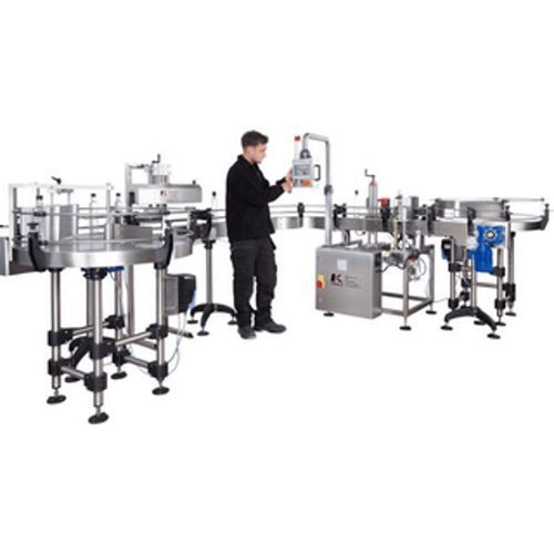 Étiqueteuse contrôlée par PLC - Adelphi - pour emballage / pour bouteilles / pour applications sur le côté