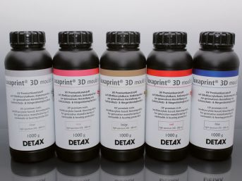 Résine d'impression 3D beige - luxaprint® 3D mould series - DETAX - orange / rouge / bleue