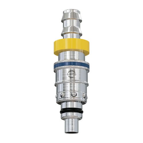 Raccord avec soupape - HPS International - hydraulique / push-to-lock / en laiton nickelé