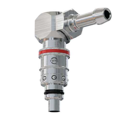 Raccord avec soupape - HPS International - hydraulique / rapide / coudé à 90°