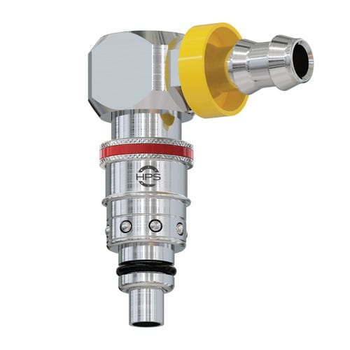 Raccord avec soupape - HPS International - hydraulique / push-to-lock / coudé à 90°