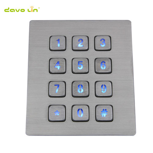 Clavier numérique 12 touches - D-8208J-backlight - ShenZhen DAVO Electronics Co., Ltd - encastrable / en inox / en acier inoxydable