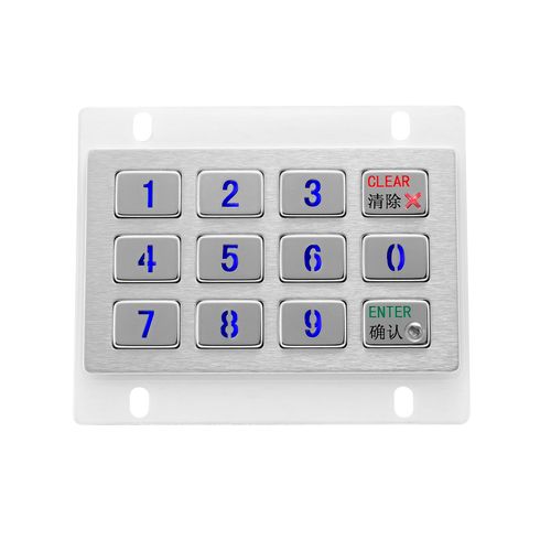Clavier numérique rétroéclairé - KY2120-LED - Shenzhen KEYU Co., Ltd  - 12 touches / encastrable / en inox
