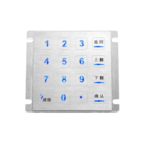 Clavier numérique rétroéclairé - KY3088GK - Shenzhen KEYU Co., Ltd  - 16 touches / encastrable / en inox brossé