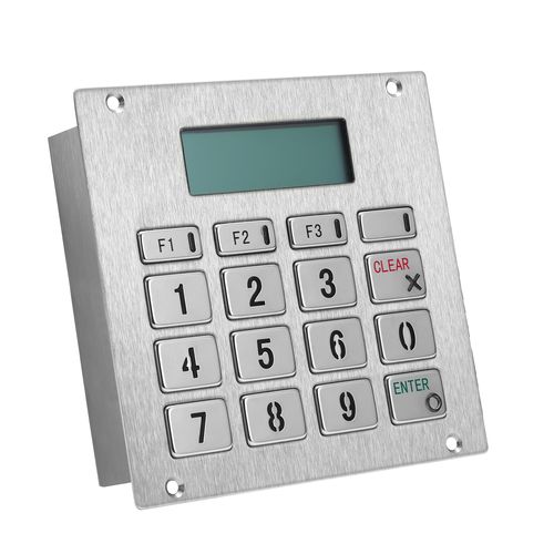 Clavier numérique affichage LCD - KY2388FR - Shenzhen KEYU Co., Ltd  - 16 touches / encastrable / en inox