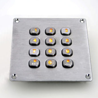 Clavier numérique rétroéclairé - KY2083-LED - Shenzhen KEYU Co., Ltd  - 12 touches / encastrable / en acier inox